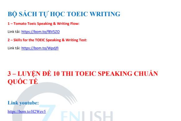 Bộ sách tự học và đề ôn luyện TOEIC Speaking & Writing