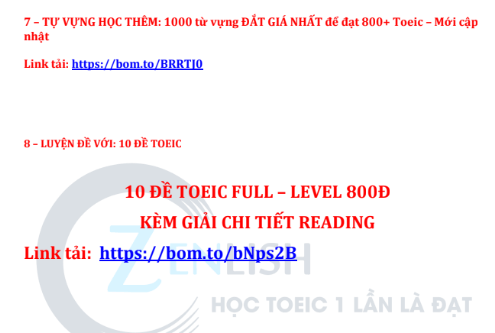 Tài liệu về 1000 từ vựng và 10 đề TOEIC full