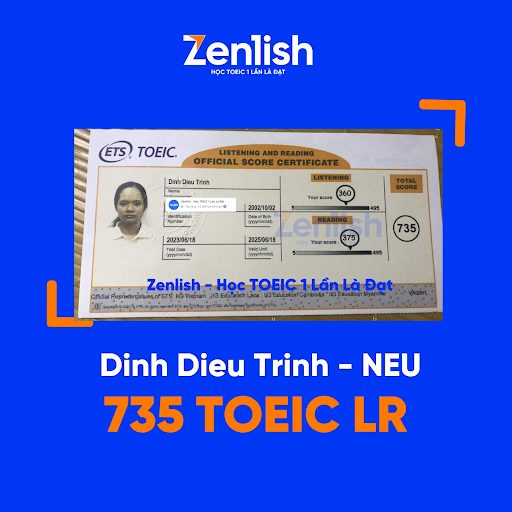 Chứng chỉ TOEIC của học viên Zenlish