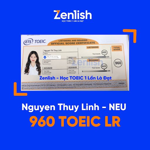 Chứng chỉ TOEIC của học viên Zenlish