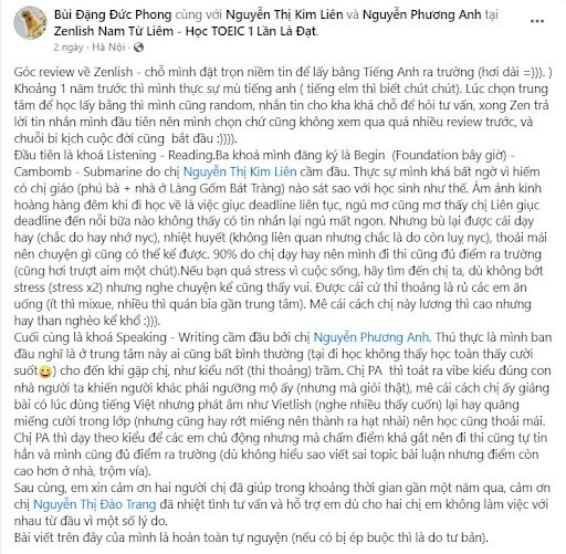 Feedback của học viên Zenlish