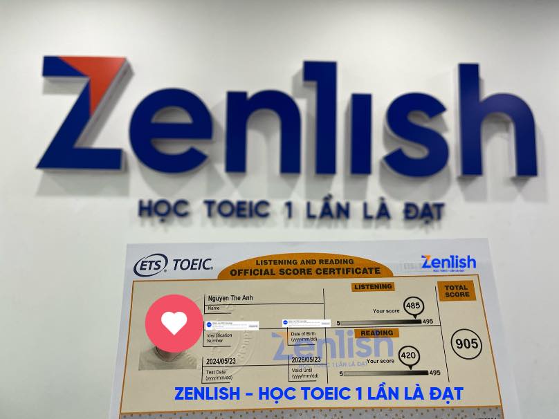 Chứng chỉ 905 TOEIC của Thế Anh