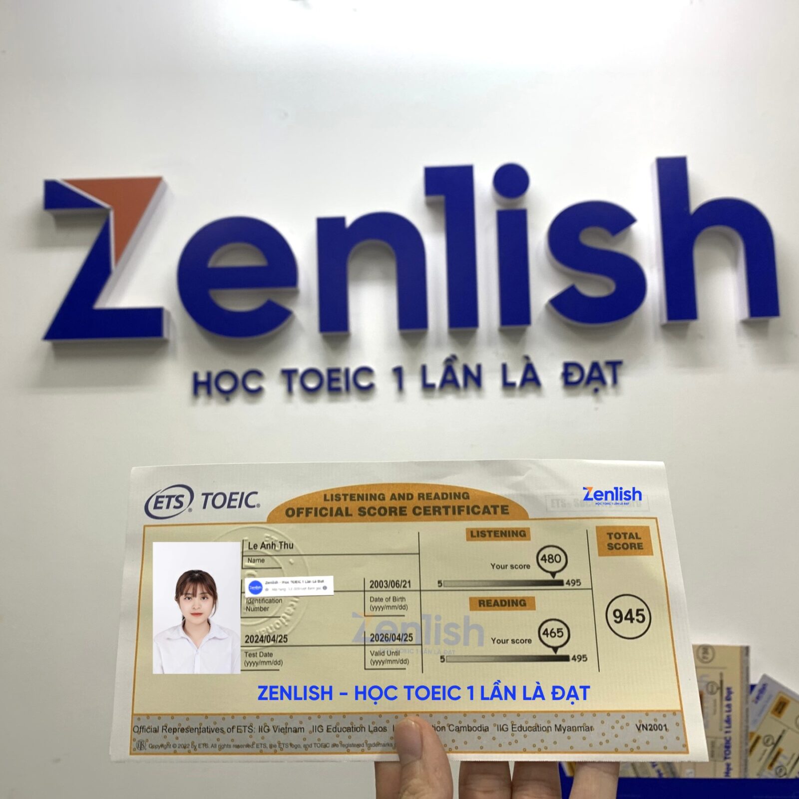 Chứng chỉ 945 của Anh Thư sau nhiều tháng nỗ lực