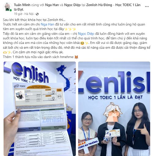 Feedback của Minh sau khóa học tại Zenlish