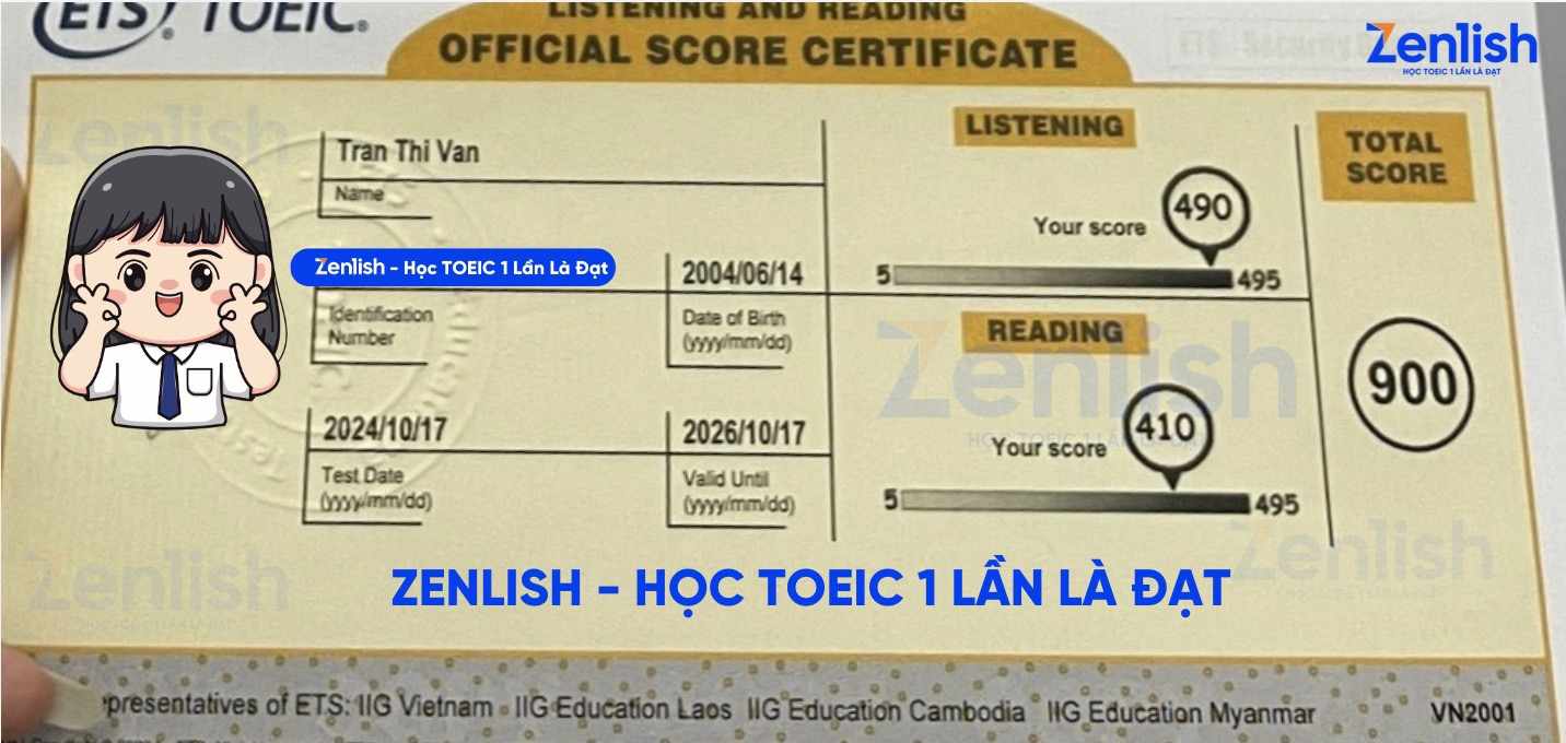 Hình ảnh chứng chỉ của Vân