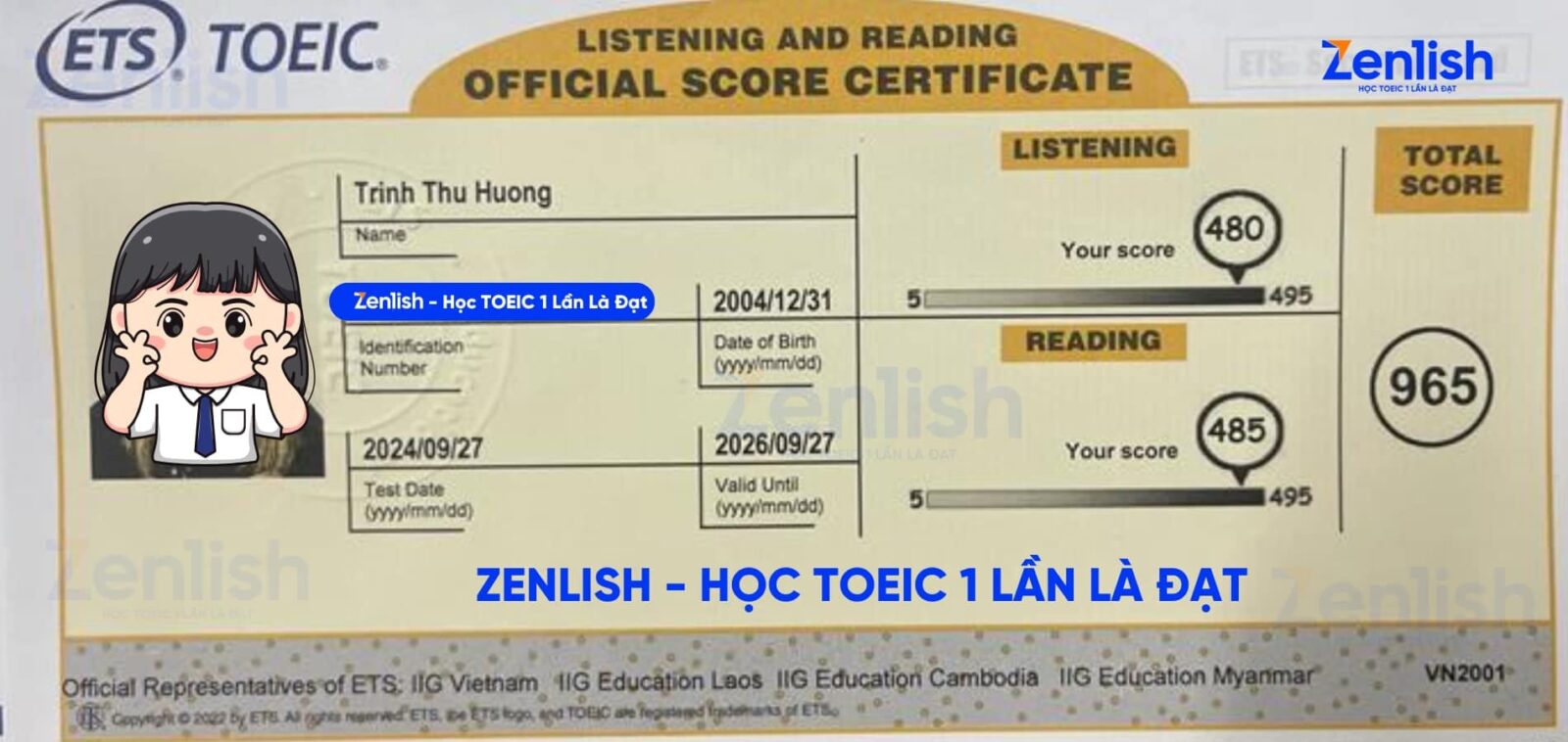 Chứng chỉ của Thu Hương