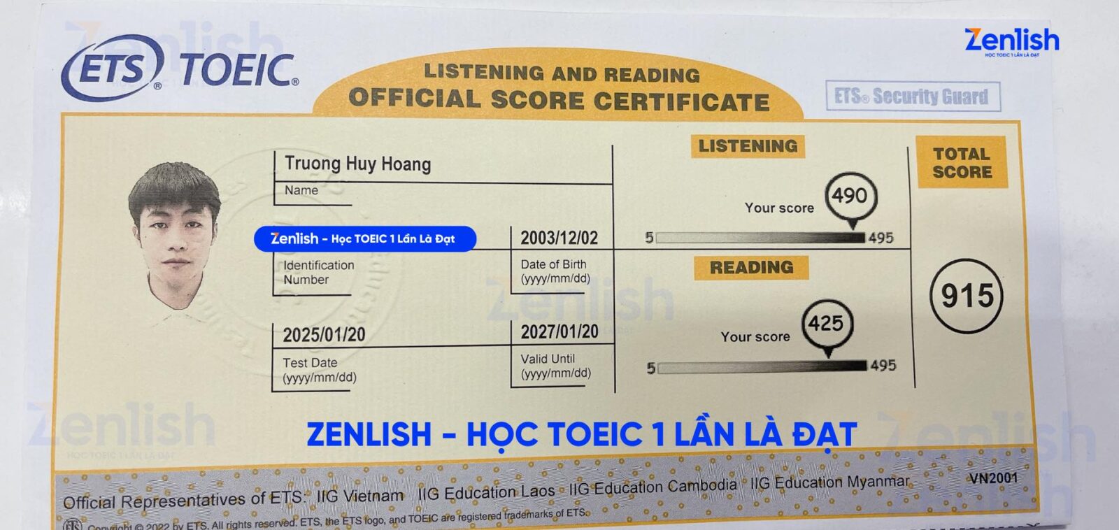 Chứng chỉ của Huy Hoàng
